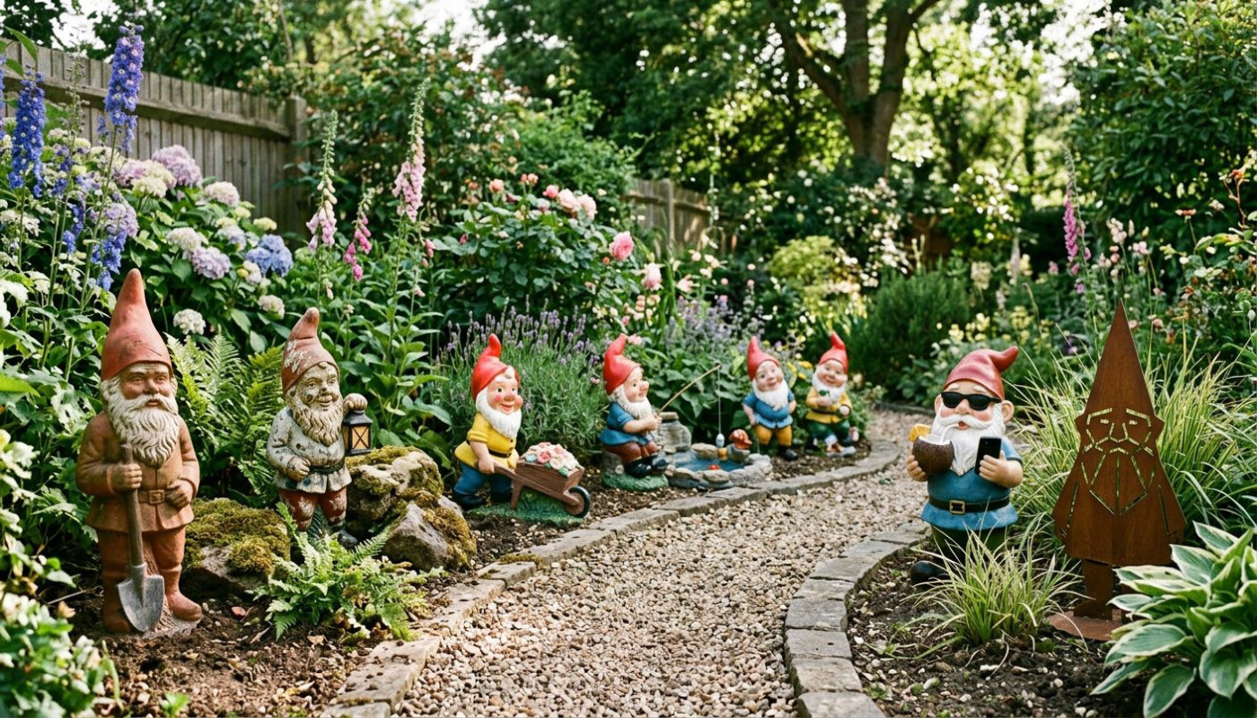 Die Evolution des Gartenzwergs von traditionell bis modern